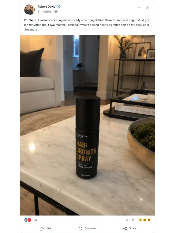 Halo Grow Hair Spray Reviews facebook