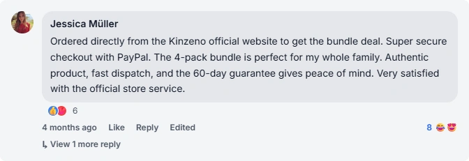 Kinzeno Joint Pain Massage Gel review from Facebook